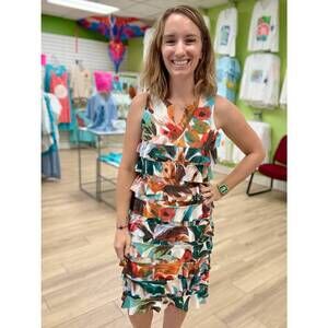 NEW FASHQUE sleeveless ruffle dress in multi